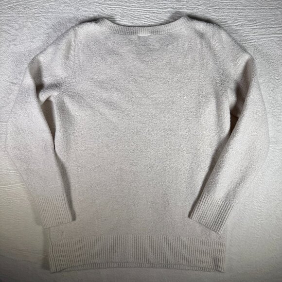Ann Taylor Cream Sweater Pearl Cable Knit Petite Medium - Picture 3 of 6